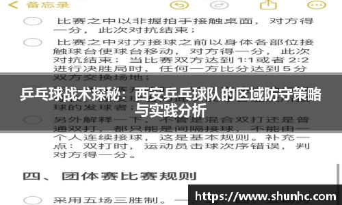 乒乓球战术探秘：西安乒乓球队的区域防守策略与实践分析